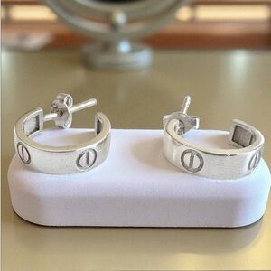 18k Real Solid White Gold Earrings